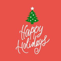 Naklejka na ściany i meble Happy Holidays hand drawn greeting card for gifts, banners, tags, etc.