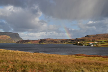 Fototapeta na wymiar rainbow over Loch Portree