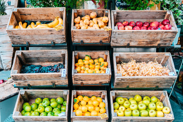 fruit assortment at outdoor stall