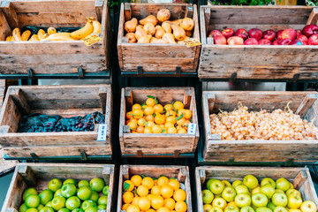 fruit assortment at outdoor stall