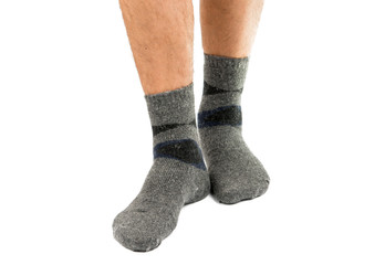 socks on the legs of a man isolated