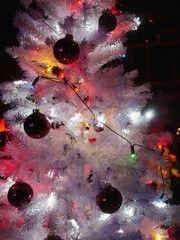 white christmas tree illuminated lights