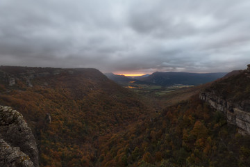 Sunrise over urederra valley in Navarra,Spain