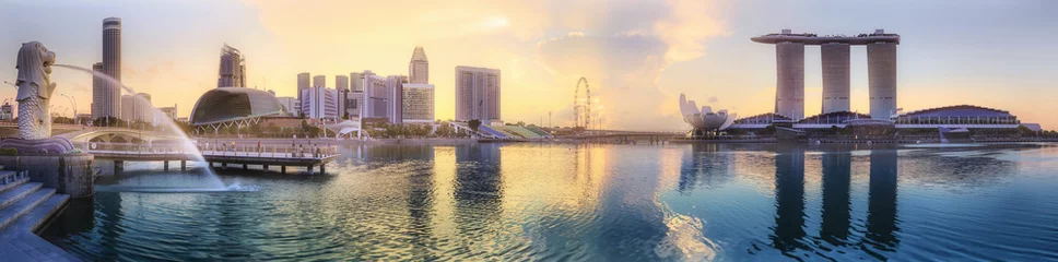 Foto auf Alu-Dibond Hintergrund der Skyline von Singapur © boule1301