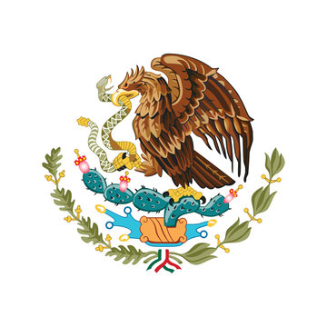Mexico coat of arms, official colors and proportion correctly. National Mexico coat of arms. Vector illustration