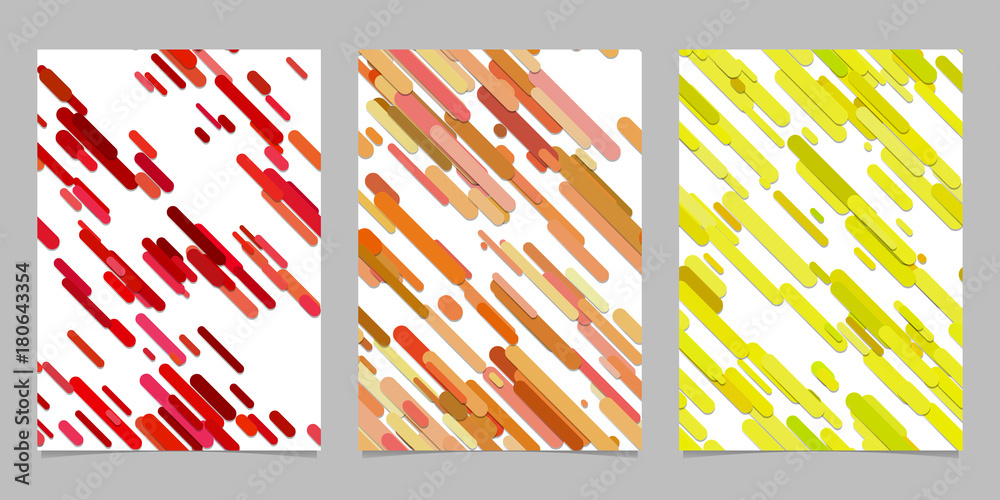 Aufkleber seamless geometrical chaotic rounded diagonal stripe pattern background page template set - vector s