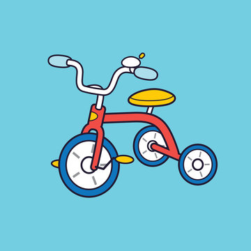 Red kids tricycle vector.