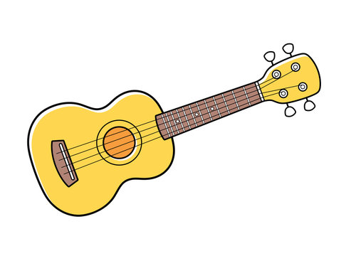 Yellow ukulele isolated.