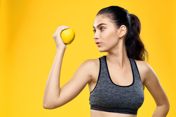 athlete with orange on a yellow background