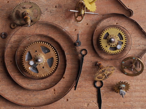 clock parts wood
