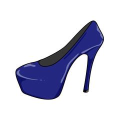 Vector illustration of sexy female shoes with high heels. Blue shoes