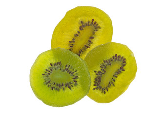dried kiwi slices isolated on a white background
