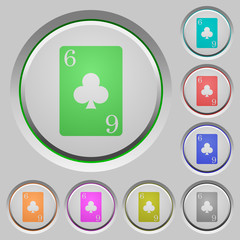 Six of clubs card push buttons