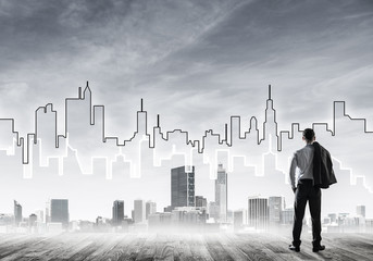 Motivation and inspiration concept with modern cityscape and bus