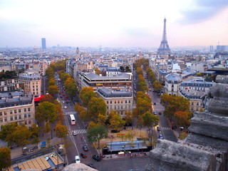 paris, les champs élysées depuis l'arc de triomphe