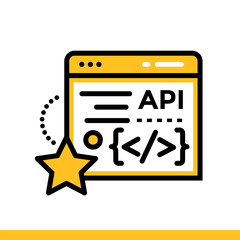 Outline icon Modeling API. Data science technology and machine learning process. Suitable for print, website and presentation