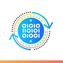 Flat icon reverse engineering. Data science technology and machine learning process. Material design icon suitable for print, website and presentation