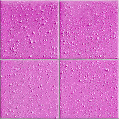 pink colored shower / bath tiles with water drops, repeatable background pattern