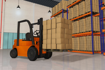 A forklift (3d rendering)