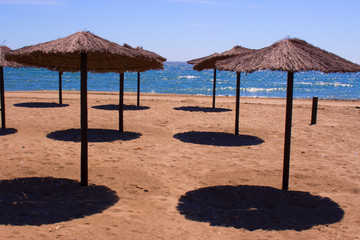 Sun umbrella. Sunny day. Costa del Sol, Andalusia, Spain.