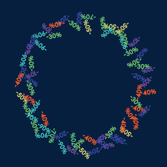 Sale Banner Confetti. Vector Falling Discount Prices -10, -20, -30, -40, -50, -70, -90 Sticker. Holidays Shopping Promotion Ads. Rebate Badge, Price Discount Cool Sale Banner, Border or Frame