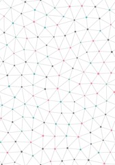 Vector seamless pattern. Irregular linear grid with circles in nodes.. White background. Vector repeating texture.