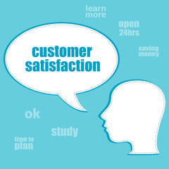 Text Customer satisfaction. Business concept . Silhouette of a head with speech bubble