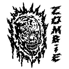 Creepy demon head. Vector illustration.