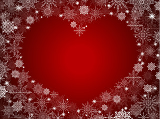 christmas background with empty heart in center transparent red