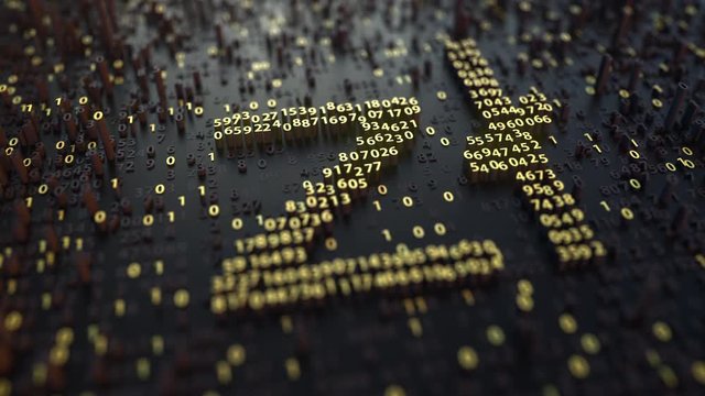 Polish zloty PLN sign made of golden numbers