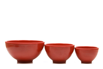 Red Bowls on White Line Up Perfectly