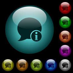 Blog comment info icons in color illuminated glass buttons