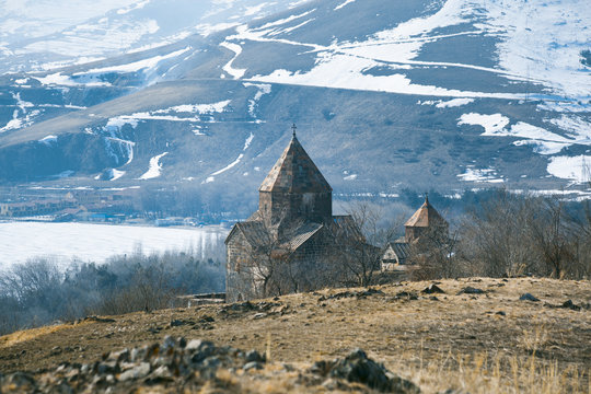 Morning on Lake Sevan in Armenia and Monastery