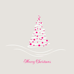 Fototapeta na wymiar Delicate Christmas tree with pink bauble