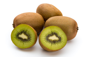 Obraz premium Kiwi fruit and sliced isolated on white background.