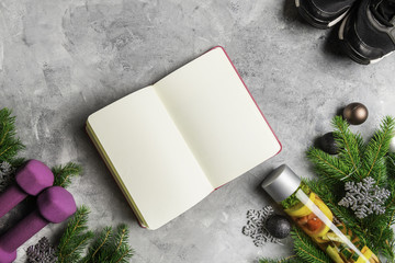 Open Empty Notebook for New Years Sport Resolutions