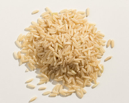  Whole Chinese Rice seed. Pile of grains. Top view.