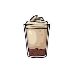 Illustration of isolated hot of coffee cup, jug, plastic glass on white background. Vector for your web design.