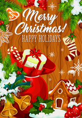 Merry Christmas holiday wish vector greeting card