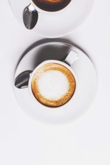 cup of coffee from above isolated on white background