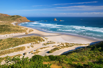 Beautiful white sand Beach New Zealand