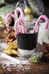 christmas card with an empty space for a text, selective focus