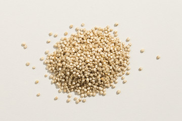 Golden Quinoa seed. Pile of grains. Top view.