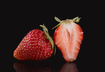 Strawberry on black background