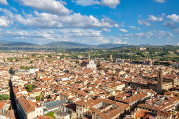 Aerial view of the medieval city of Florence in Italy