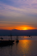 Fototapeta na wymiar Fishing port in twilight time , Thailand