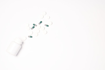 pills on white background