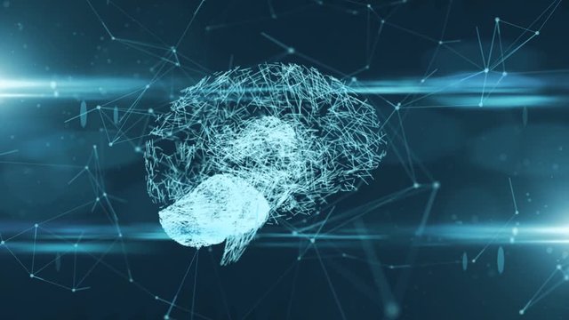 Neural network growth in AI artificial intelligence virtual mind simulation