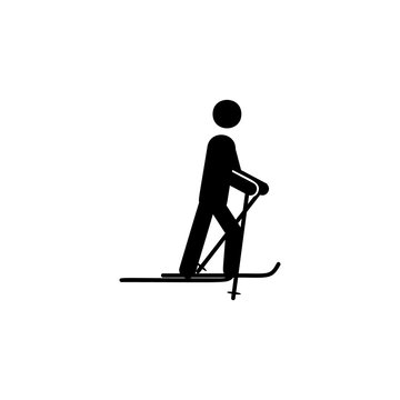 Skiing icon. Simple winter games icon. Can be used as web element, playing design icon