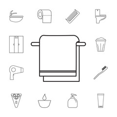 Towel on hanger icon. Set of bathroom icons. Signs, outline symbols collection, simple thin line icons for websites, web design, mobile app, info graphics